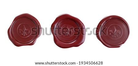 Set with red wax seals on white background, top view. Banner design  Royalty-Free Stock Photo #1934506628