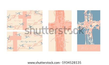 Holy Week. Cross. Crown of Thorns. Crucifixion. Vector Illustration Design.