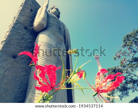 Sri Lanka Gautama Buddha with Glorry Lilli flower and Telecommunication .