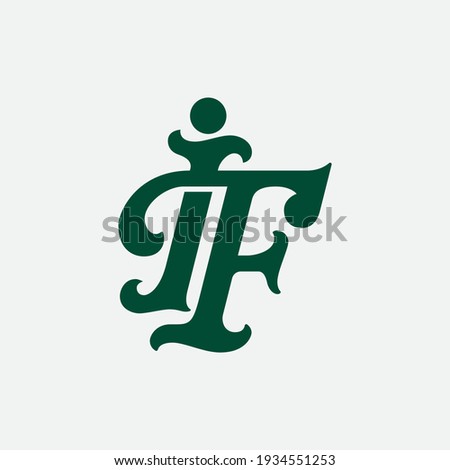 Initial letters I, F, IF or FI overlapping, interlock, monogram logo, green color on white background