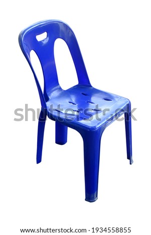 Blue plastic chairs isolated on  white background, with clipping path.
