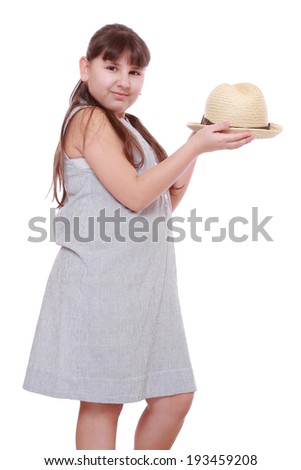 little girl in straw hat