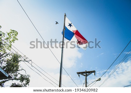 Panama flag waving during a bright day