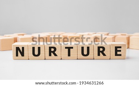 Word NURTURE made with wood building blocks