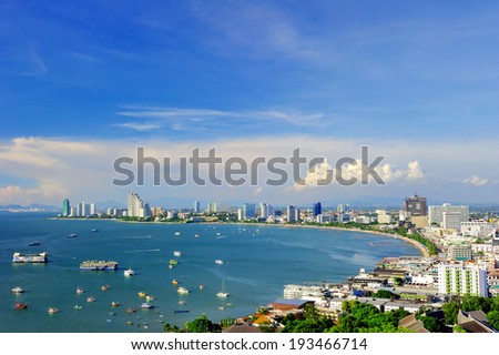 Pattaya Beach,Thailand,View from the top. Royalty-Free Stock Photo #193466714