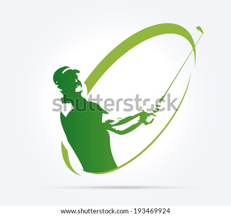 Green golf icons silhouette isolated on white, vector illustration