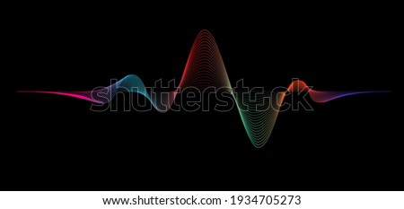 Abstract wave element for design. Digital frequency track equalizer motion sound wave. Stylized line art background. Vector curved wavy line on black background Royalty-Free Stock Photo #1934705273