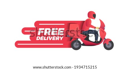 Free Delivery Express Moto Scooter Illustration Icon for Advertisement