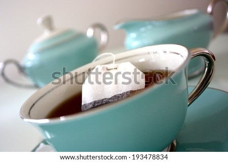 Teabag steeping in hot water