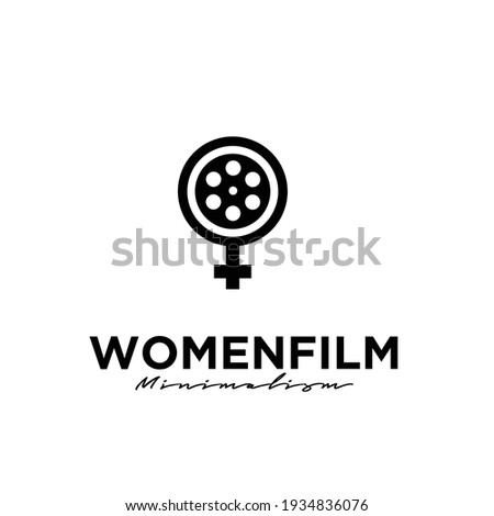 women film Studio Movie Video Cinema Cinematography Film Production logo design vector icon illustration Isolated White Background
