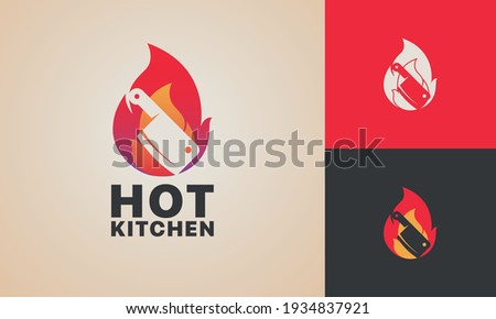 logo design with illustrated knife and fire