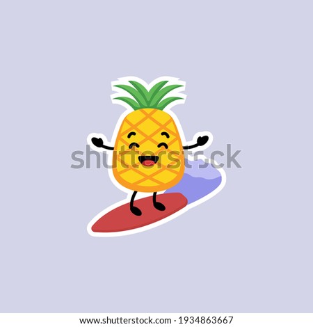 Cute summer pineapple mascot design