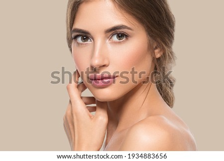 Woman beautiful face healthy skin care natural beauty young model Royalty-Free Stock Photo #1934883656