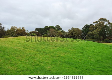 green undulating lawn with trees in background