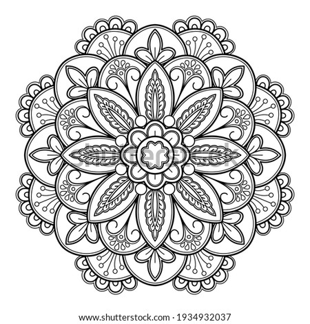 Mandala Coloring book art design. greeting card, sticker, lace pattern and tattoo. decoration for interior design. Vector circle of mandala with floral ornament pattern. background