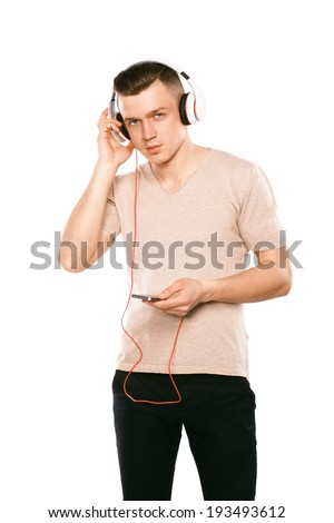 Young man wearing headphones 