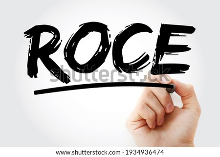 ROCE Return On Capital Employed - accounting ratio used in finance, valuation, and accounting, acronym text with marker