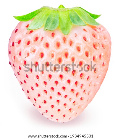 Pink strawberries isolated on white background, Pine berry or Hula strawberry on White Background With clipping path. Royalty-Free Stock Photo #1934945531