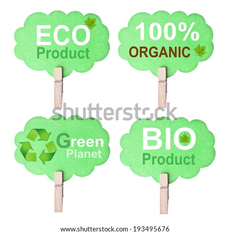 Eco friendly label, isolated on white background, clipping path. eco friendly concept