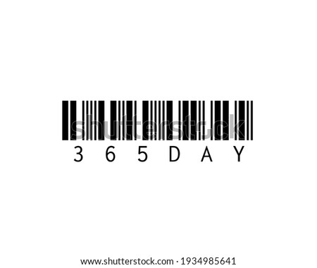 Barcode 365 days. T shirt design work. Communicate that there are 365 days in a year. It is an image used in the idea work. Used for screen printing on products and products mockup.