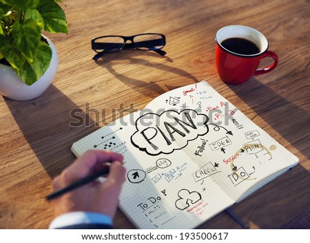 Businessman's table Planning Business Issue Royalty-Free Stock Photo #193500617