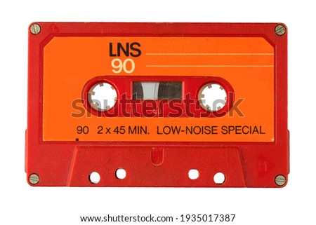 Audio cassette tape isolated old music retro player. Retro music audio cassette 80s. Royalty-Free Stock Photo #1935017387