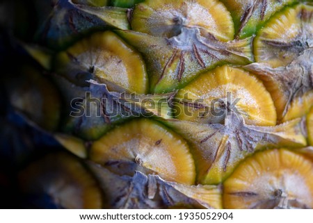 Ananas comosus in fresh market. (Macro picture)