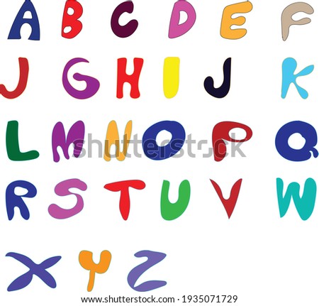 English letters A to Z symbol cute colorful
