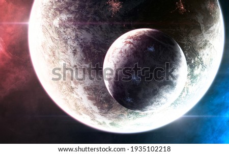 Beautiful cosmic landscape. Planets in deep space. Science fiction. Elements of this image furnished by NASA
