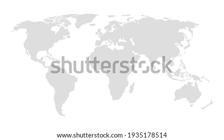 Gray blank vector map of the world isolated on white background. Flat Earth, Globe worldmap icon. Royalty-Free Stock Photo #1935178514