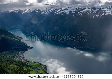 The calm before the hailstorm over Aurlandsfjord.