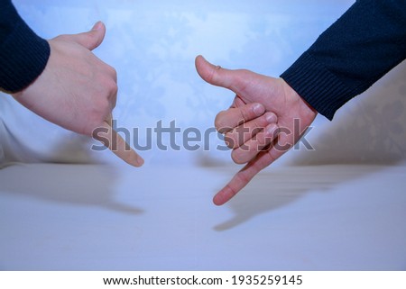 shaka or call gesture on white isolated background