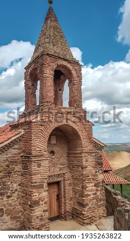 Beautiful tower of an ancient orthodox monastery. Monastery complex of David Gareji, Georgia