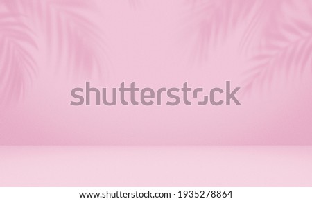 Empty palm shadow pink color texture pattern cement wall background. Used for presentation  business nature organic cosmetic products for sale shop online. Summer tropical beach with minimal concept. Royalty-Free Stock Photo #1935278864
