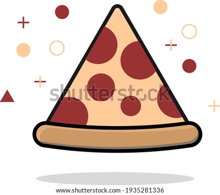Draw a pizza with slices of steak on a white background
