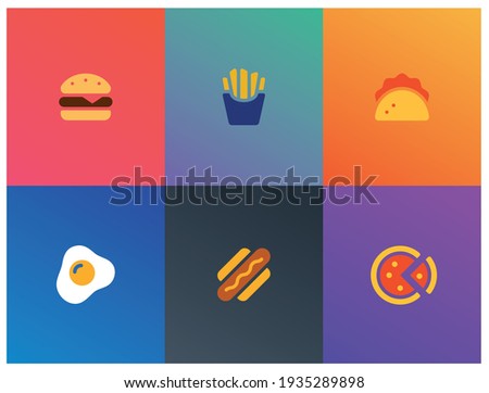 Duotone fastfood icons with gradient background.