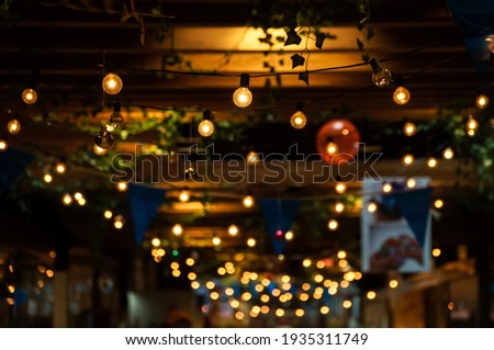 String lights, wooden ceiling background