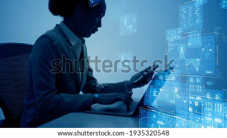 Business and technology concept. Smart office. GUI (Graphical User Interface). Royalty-Free Stock Photo #1935320548