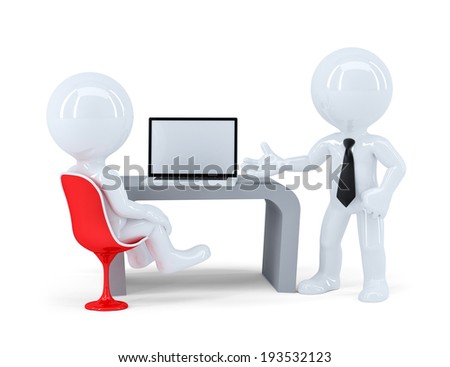 Business people working togetger at laptop in office. Isolated. Contains clipping path