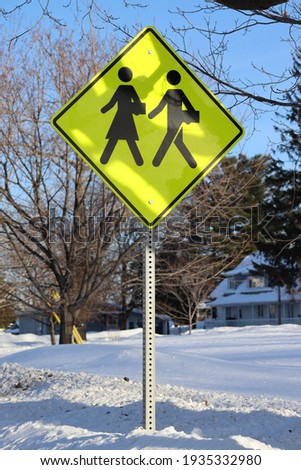 yellow traffic sign school crossing warning
