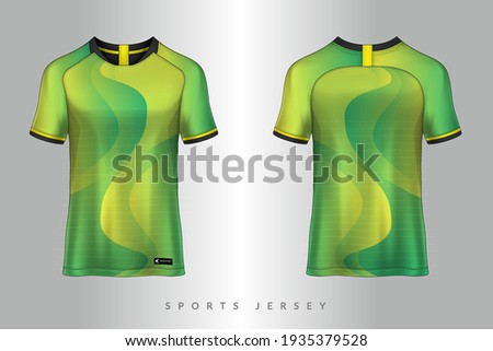 sports jersey and t-shirt template, Graphic design for football or activewear uniforms, Easily changing colors and lettering styles in your team. Soccer jersey mockup for the football club.
