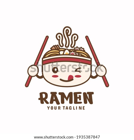 Japanese mascot ramen food icon template