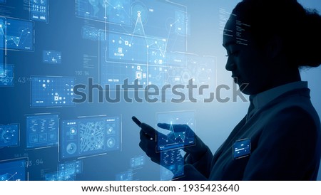 Business and technology concept. Smart office. GUI (Graphical User Interface). Royalty-Free Stock Photo #1935423640