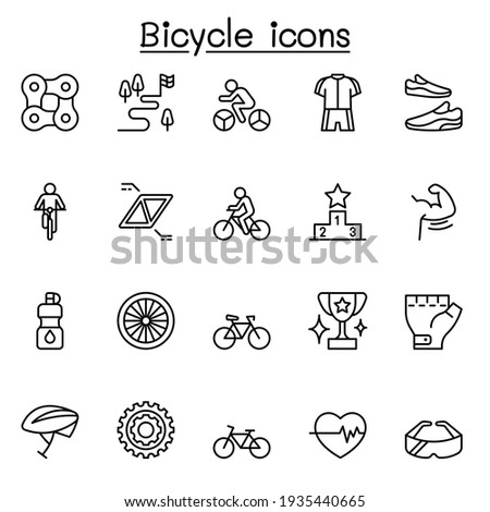 Bicycle icon set in thin line style