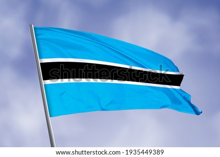 Botswana flag isolated on sky background. close up waving flag of Botswana. flag symbols of Botswana.