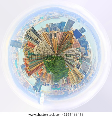 360 degree of cityscape and skyline of Hong Kong