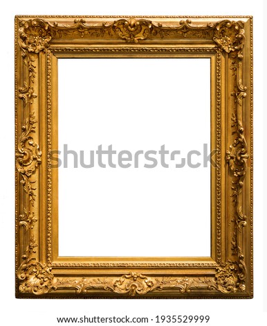 Wooden gilded vintage picture frame on white background isolated Royalty-Free Stock Photo #1935529999