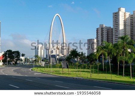 new cable-stayed bridge in São José dos Campos, known as the Innovation Arch. Royalty-Free Stock Photo #1935546058