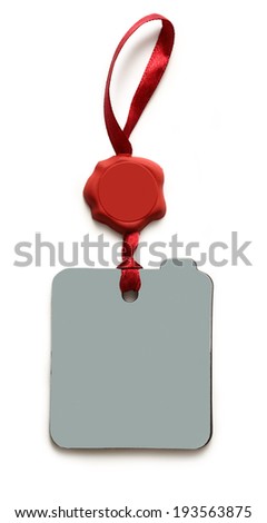 Blank red sealed badge on white