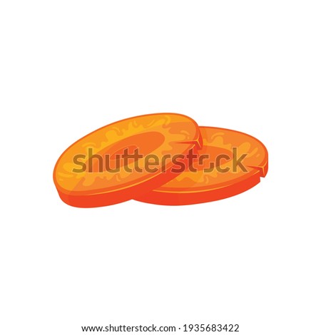 Sliced vegetables composition with flat isolated image of slices of carrot vector illustration